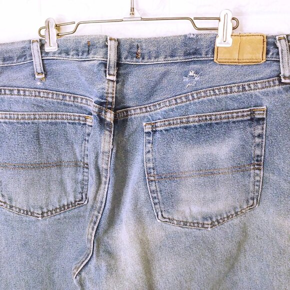 2013 Urban Pipeline UP Denim Jeans Men-38x30 Baggy Wide-Leg Faded Fray Hem Flaws - Picture 6 of 11